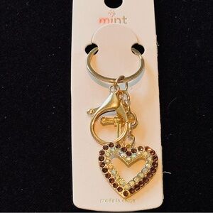 Mint Sparkling Purple Heart and Cross Keychain